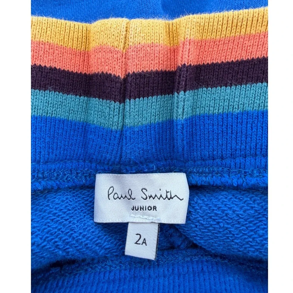 Paul Smith Junior Boys Blue Cotton Fleece Joggers Sweatpants Contrast Waist 2A